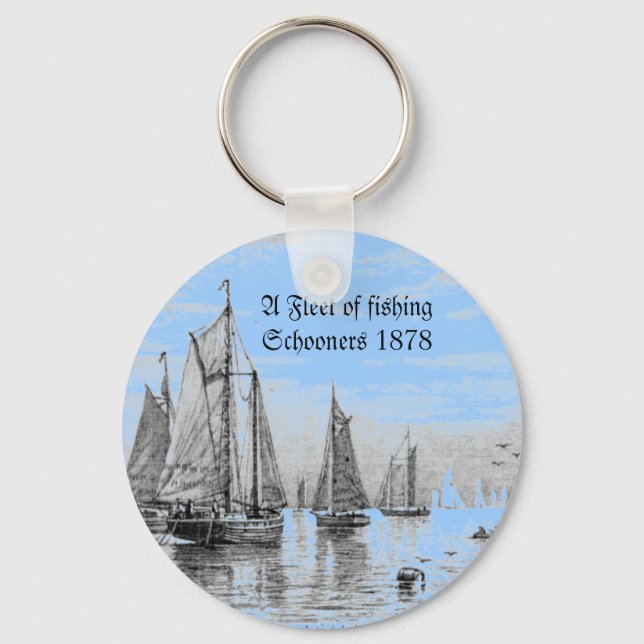 "Vintage-1878 Fishing Schooner Fleet," Keychain (Front)