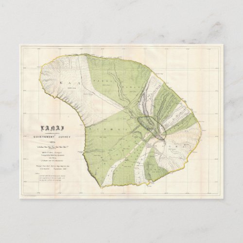 Vintage 1878 Hawaiian Island Travel Map Postcard