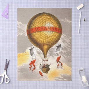 Vintage 1880 Lachambre Hot Air Balloon Art Tissue Paper