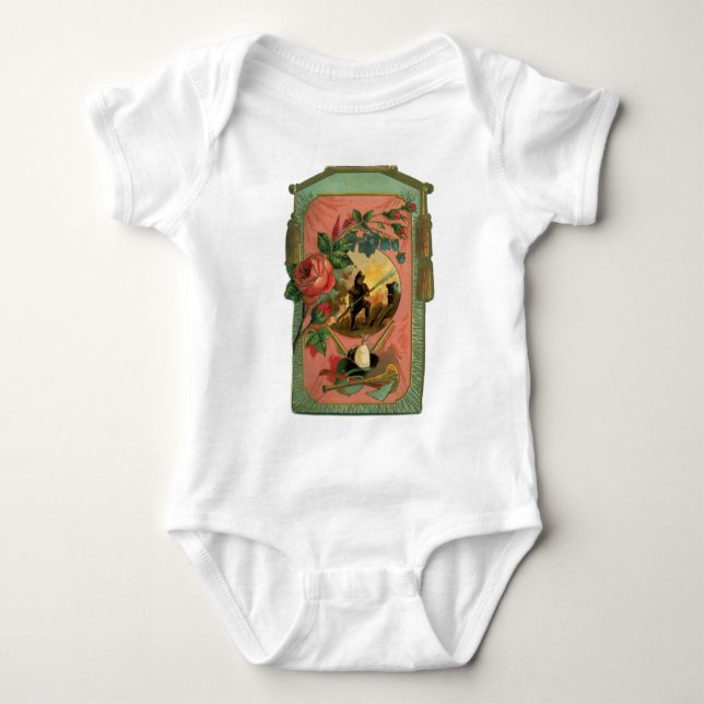 Vintage 1880's Fireman Firefighter Artwork Baby Bodysuit (Front)