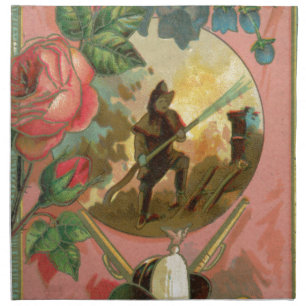 Vintage 1880's Fireman Firefighter Cover Cloth Napkin