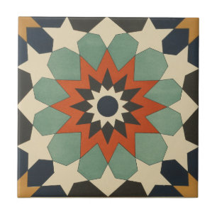 Vintage 1884 Ornamental Ceramic Art Star Tile