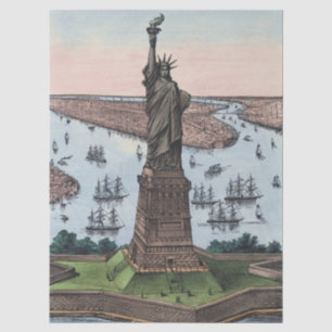 Vintage 1885 Statue of Liberty NYC Harbor Art Tissue Paper