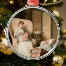 Vintage 1888 Mother and Baby, Restored Christmas