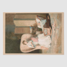 Vintage 1888 Mother and Baby, Restored Decoupage