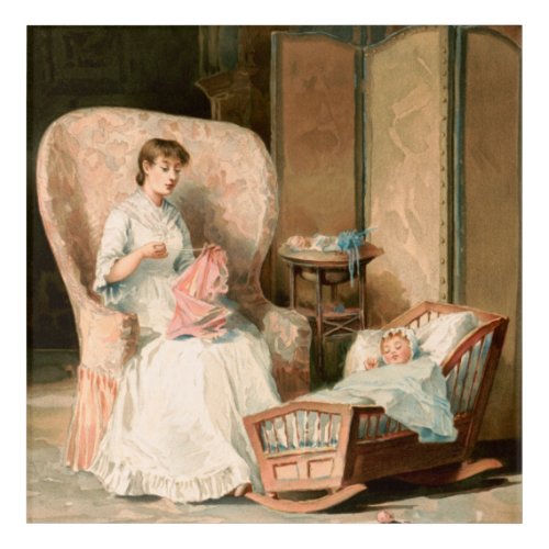 Vintage 1888 Mother and Sleeping Baby Restored Acrylic Print