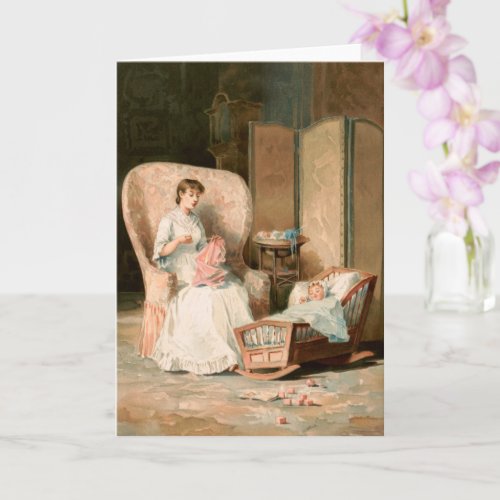 Vintage 1888 Mother and Sleeping Baby Restored Card