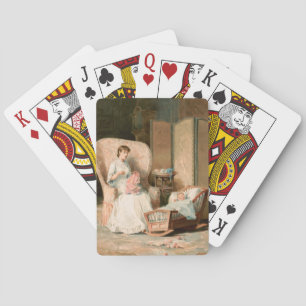 Vintage 1888 Mother and Sleeping Baby, Restored Poker Cards