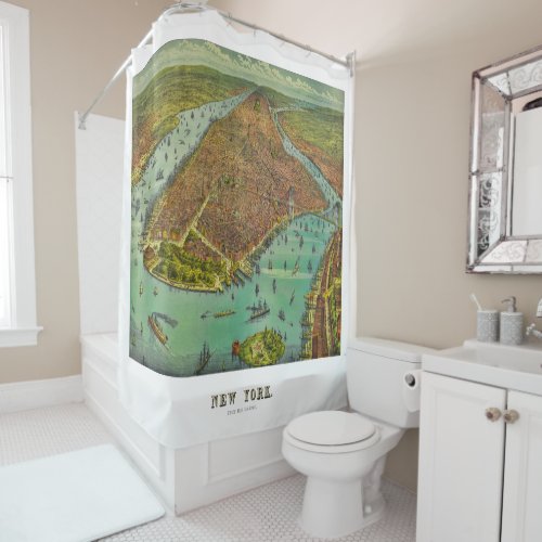 Vintage 1889 Map of New York City Shower Curtain
