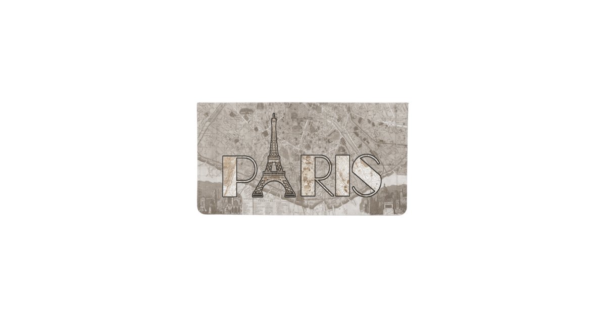 Vintage 1889 Map of Paris France Checkbook Cover | Zazzle