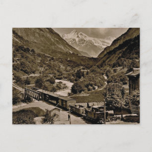 Vintage, 1890, Railway train at Grindelwald Postcard