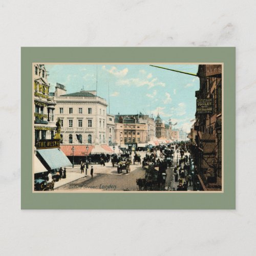 Vintage 1890s color Oxford street London photo Postcard