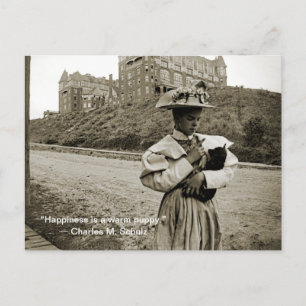 Vintage 1890's Photo Girl with PUppy Dog! Quote Postcard