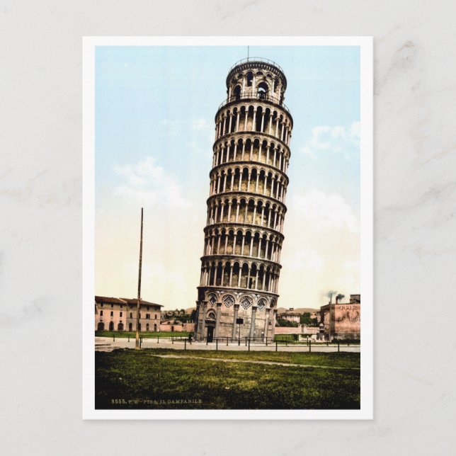 Vintage 1890s Pisa The Leaning tower photo Postcard (Front)