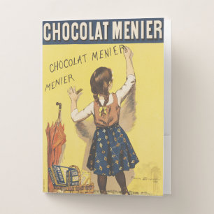 Vintage 1892 Chocolat Menier French Girl Art Pocket Folder