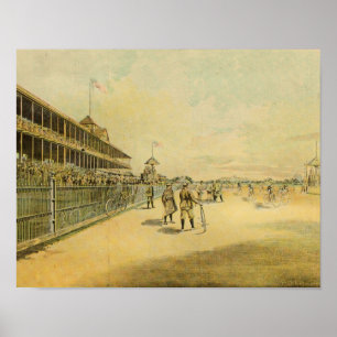 Vintage 1893 Bicycle Race Art Print