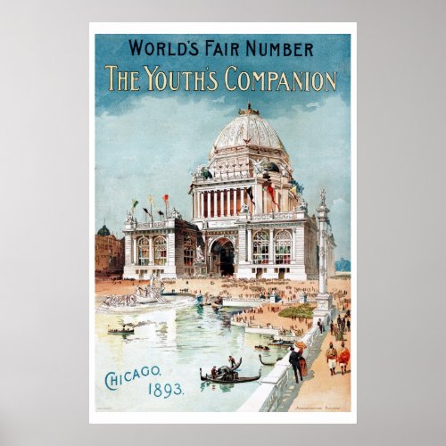 Vintage 1893 Chicago Worlds fair expo Poster