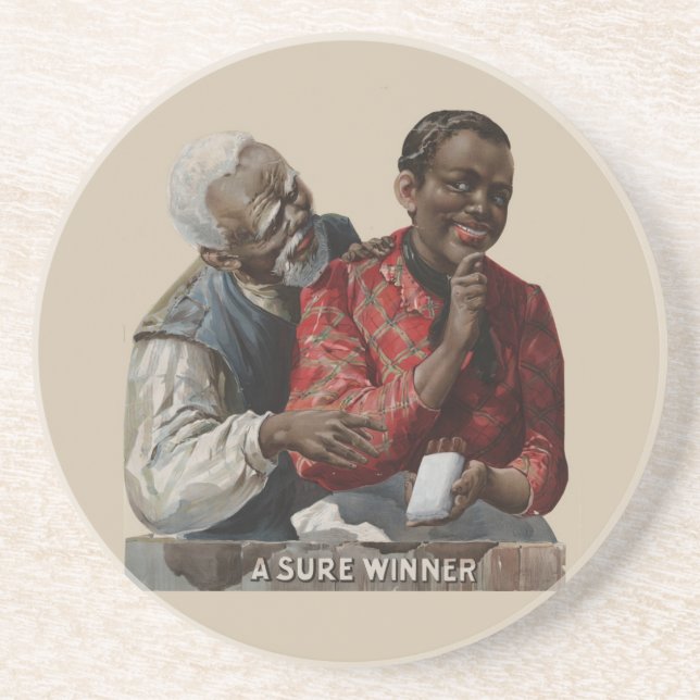 Vintage 1895 Cigar Ad African American Drink Coaster (Front)