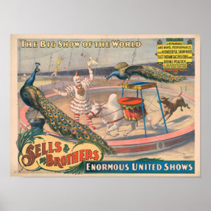 Vintage 1895 Sells Brothers Circus Poster