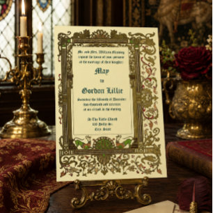 Vintage 1896 Medieval Renaissance Style Wedding Invitation