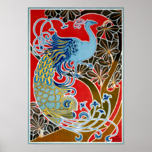 Vintage 1898 Art Nouveau Peacock by Gisbert Combaz Poster