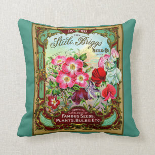 Vintage 1898 Cabbage Rose Seed Catalogue Throw Pillow