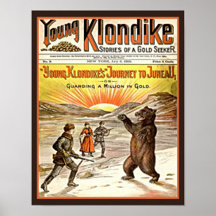 Vintage 1898 Young Klondike Dime Novel Poster