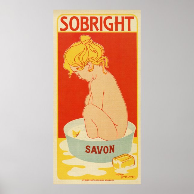 Vintage 1899 French Belgian soap advertising Poster (Front)