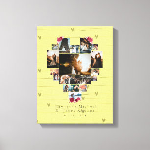 Vintage 18 Heart shaped Photo Collage for her /him Canvas Print