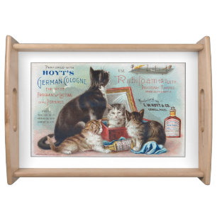 VINTAGE 1900 AD TRADE Card with KITTENS Serving Tray