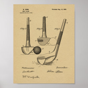 Vintage 1900 Golf Club Design Patent Art Print