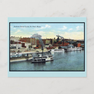 Vintage 1900 Jackson Street Levee, St. Paul MN Postcard