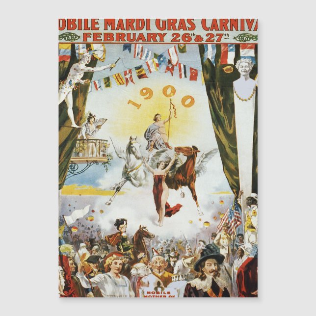 Vintage 1900 Mobile Mardi Gras Carnival Poster Art (Front)