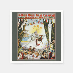 Vintage 1900 Mobile Mardi Gras Carnival Poster Art Napkins