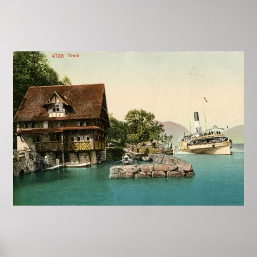 Vintage 1900 Treib and Lake Lucerne Poster