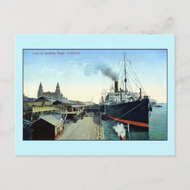 Vintage 1900s-1920s Ocean Liner, Liverpool Postcard (Front)