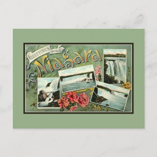 Vintage 1900s art nouveau greetings from Niagara Postcard