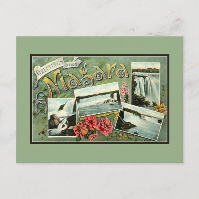 Vintage 1900s art nouveau greetings from Niagara Postcard (Front)