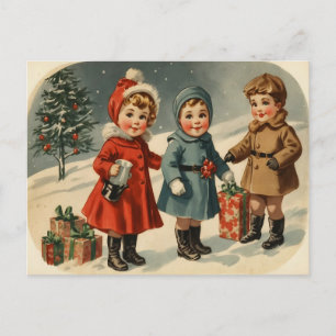 Vintage 1900s Cute Children’s Christmas   Holiday Postcard