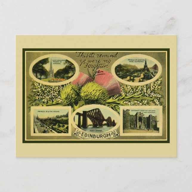 Vintage 1900s greetings from Edinburgh Postcard (Front)