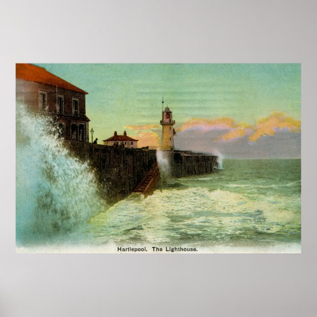 Vintage 1900s Hartlepool The lighthouse Poster (Front)