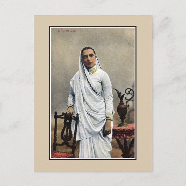 Vintage 1900s India, Parsi Woman Postcard (Front)