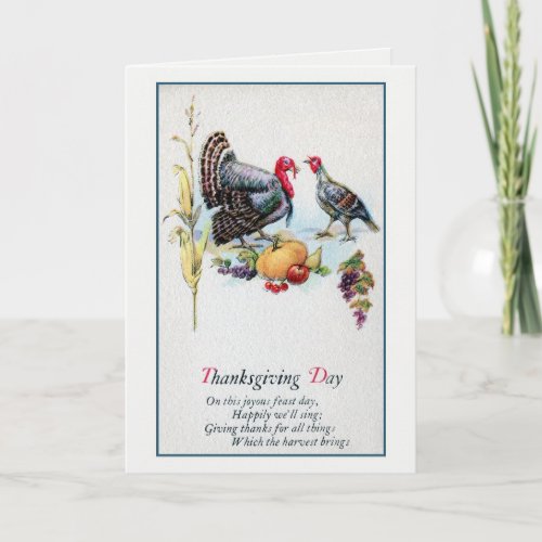 Vintage 1900s Thanksgiving turkeys poem Holiday Card