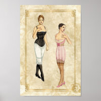 Vintage 1900s Underwear Fashion Illustration Poster