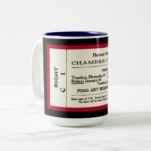 Vintage 1901 1902 copy Harvard Concert Ticket Two_Tone Coffee Mug