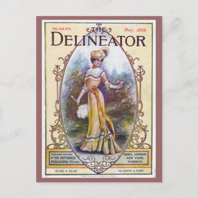 Vintage 1901 Delineator Magazine Cover Postcard (Front)