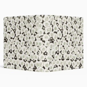 Vintage 1902 Japanese Floral: Black White Blossom 3 Ring Binder