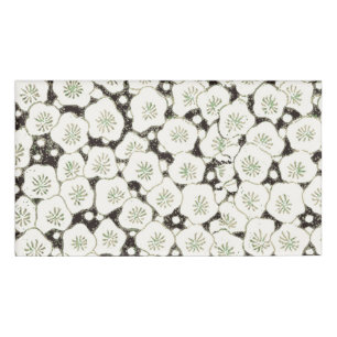 Vintage 1902 Japanese Floral: Black White Blossom Name Tag