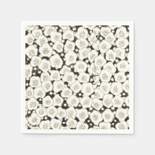 Vintage 1902 Japanese Floral: Black White Blossom Napkins