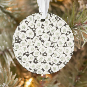 Vintage 1902 Japanese Floral: Black White Blossom  Ornament